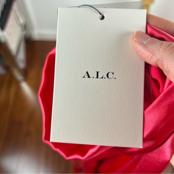 NWT A.L.C. Joss Ruched Dress Pink Size 6 Long Sleeve Mockneck High Neck - Picture 10 of 12